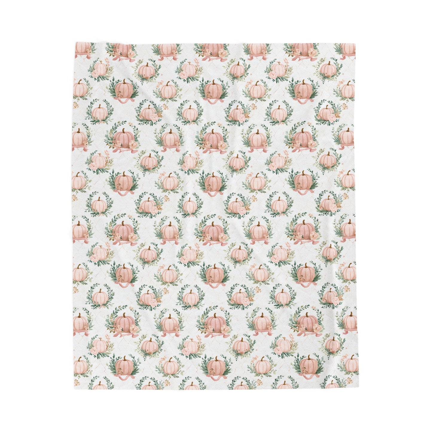Velveteen Plush Blanket - Cozy Floral Home Decor Gift - Elegant Pumpkin Design