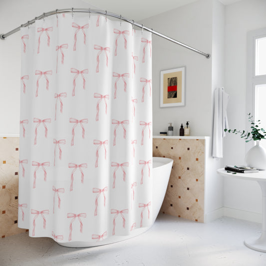 Shower Curtain Coquette Pink Bows - All The Things Baby
