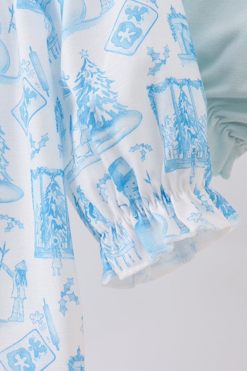 Light blue patterned fabric on a white background