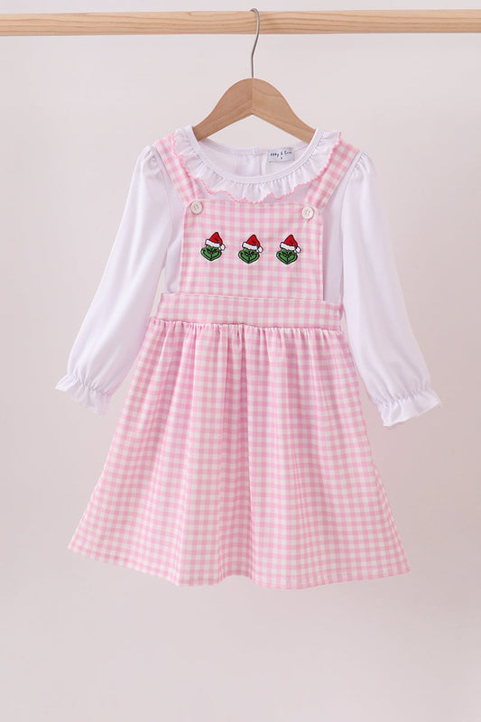 Pink grinch embroidery 2pc set