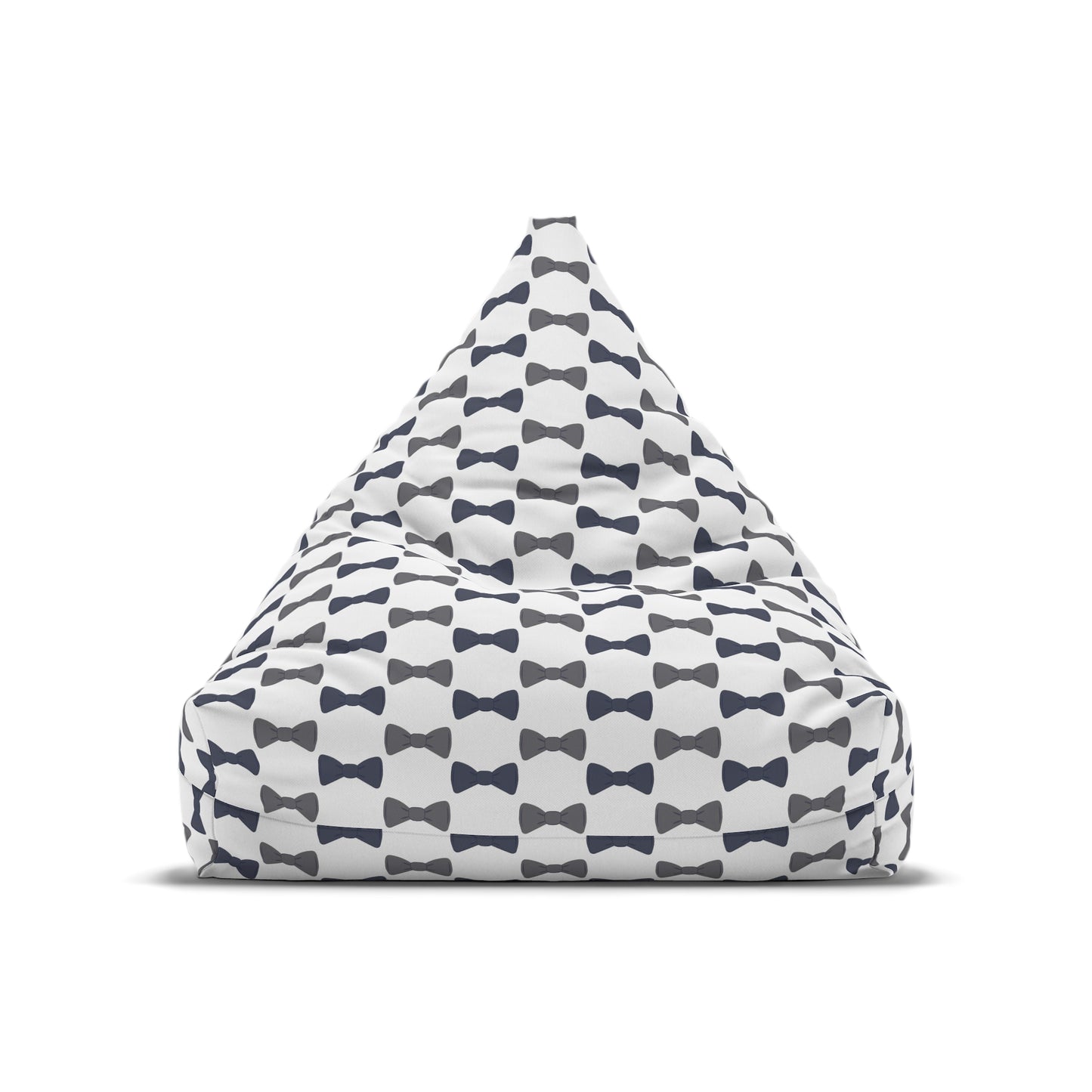 Bean bag chair with bow tie pattern on a white background