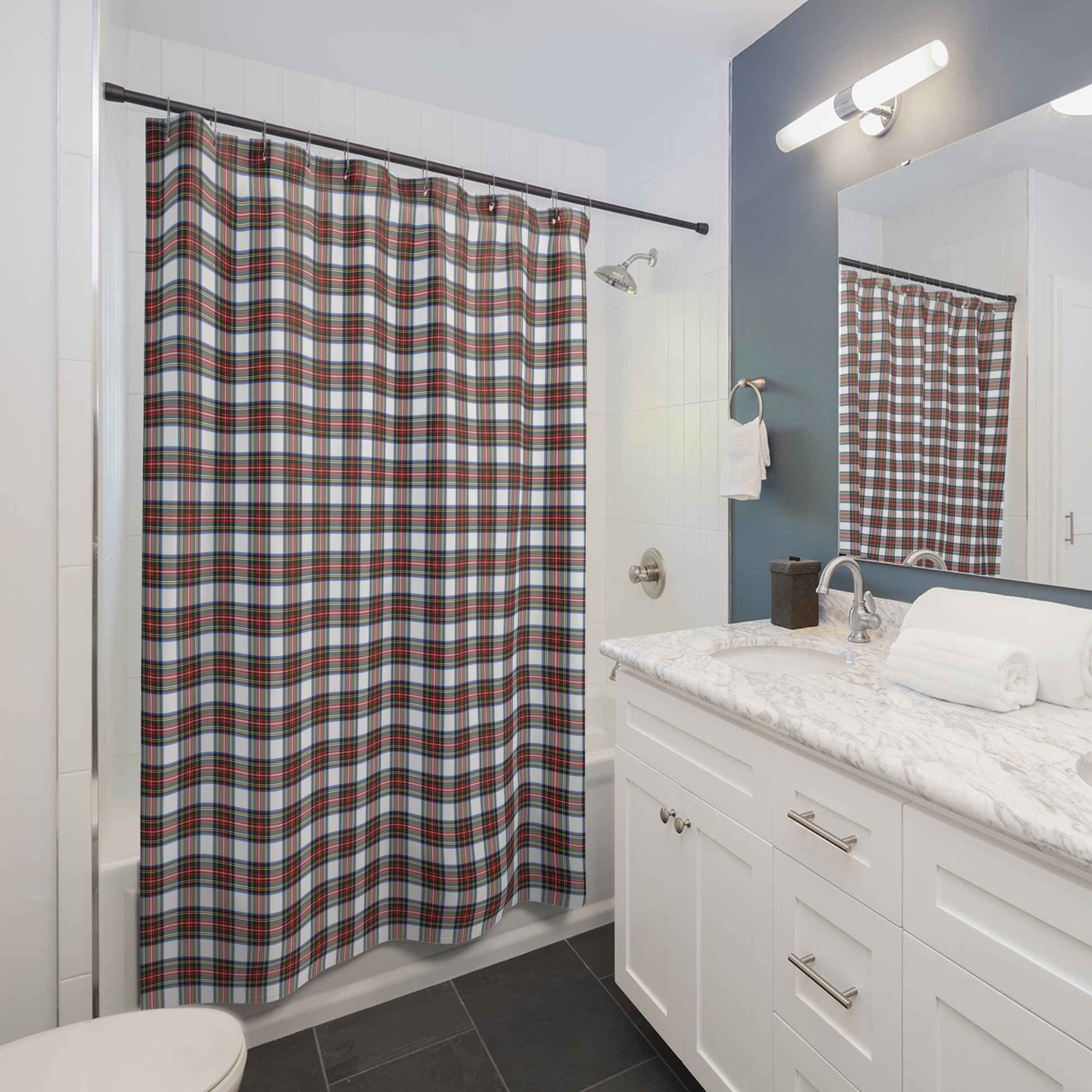 Holiday Tartan Plaid Shower Curtain - All The Things Baby