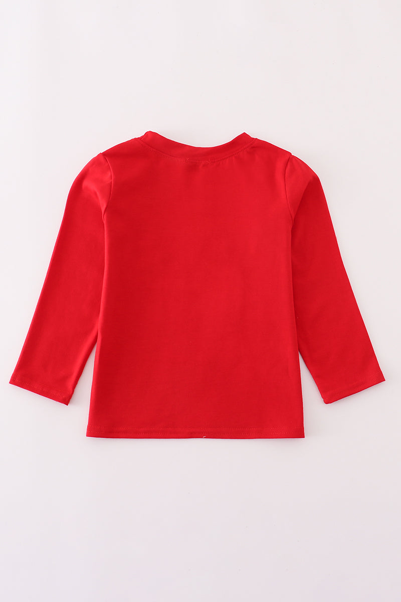 Red long-sleeve shirt on a white background