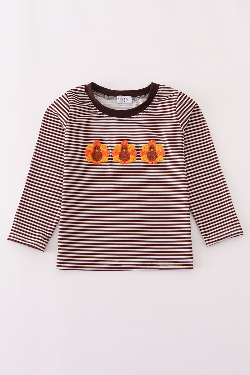 Striped long-sleeve shirt with bear graphics on a white background