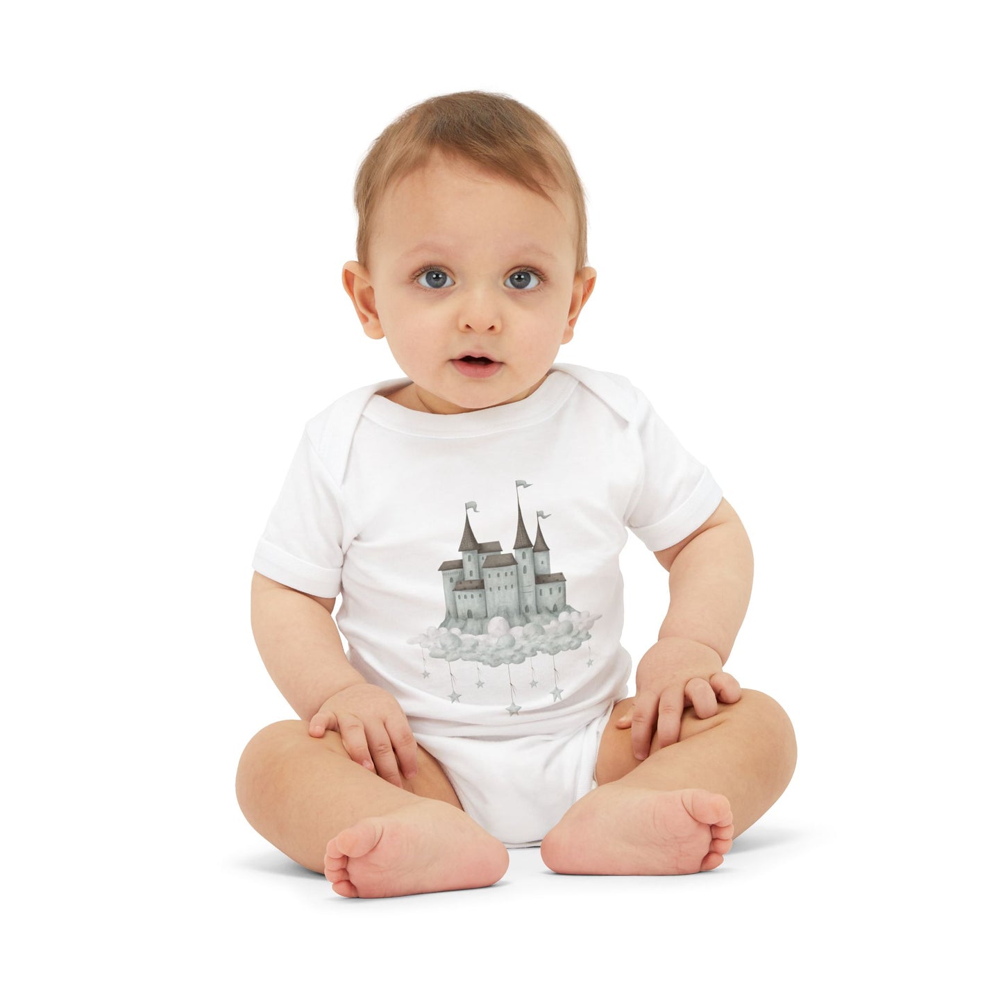 Infant Jersey Cotton Onesie Blue Sandcastle - All The Things Baby