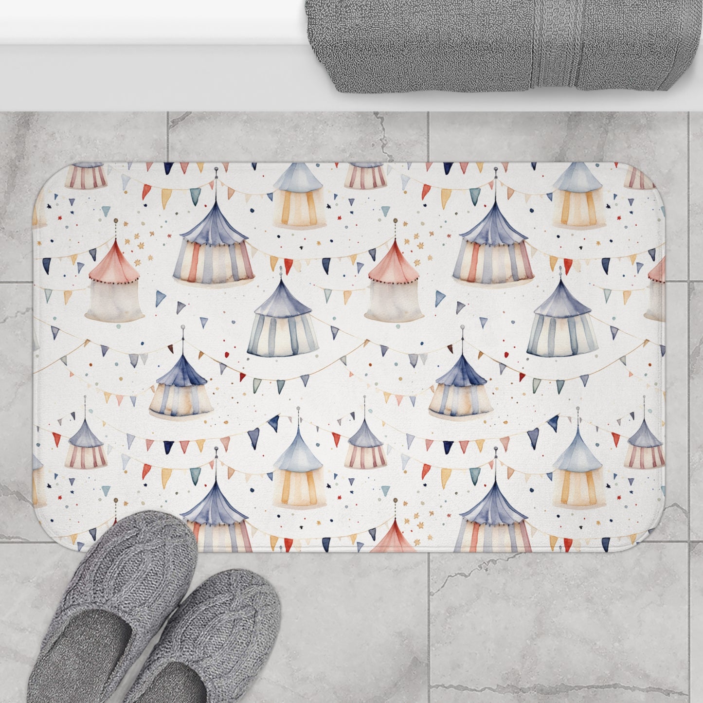 Watercolor Circus Tent Bath Mat - All The Things Baby