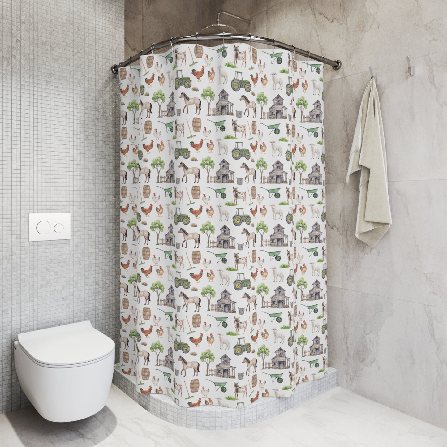 Children's Shower Curtain - Farm Life Design