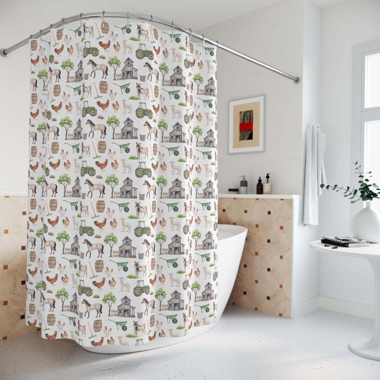 Children's Shower Curtain - Farm Life Design