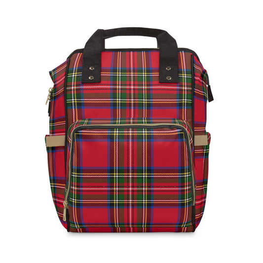 Diaper Bag Backpack- Holiday Red Tartan Plaid - All The Things Baby