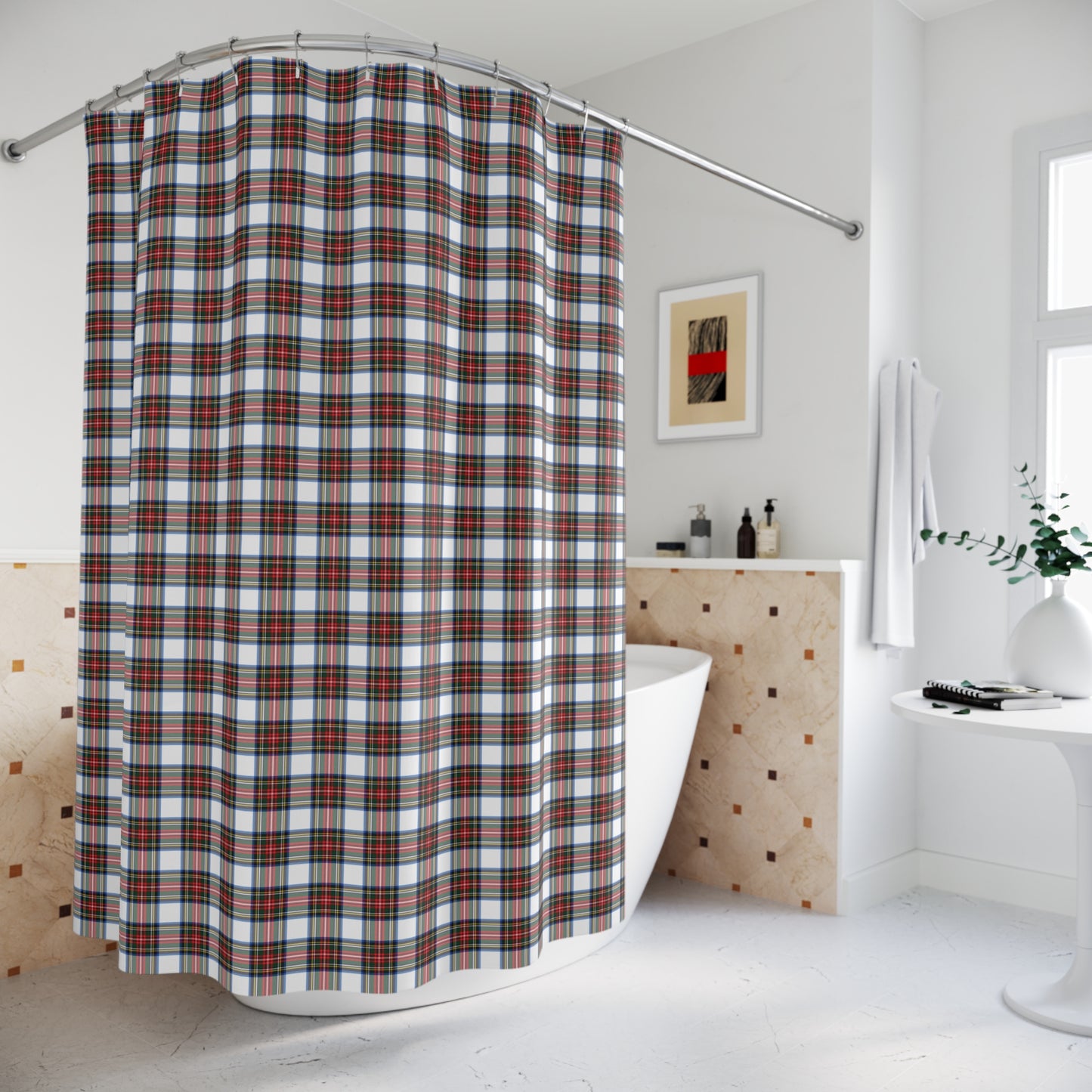 Holiday Tartan Plaid Shower Curtain - All The Things Baby