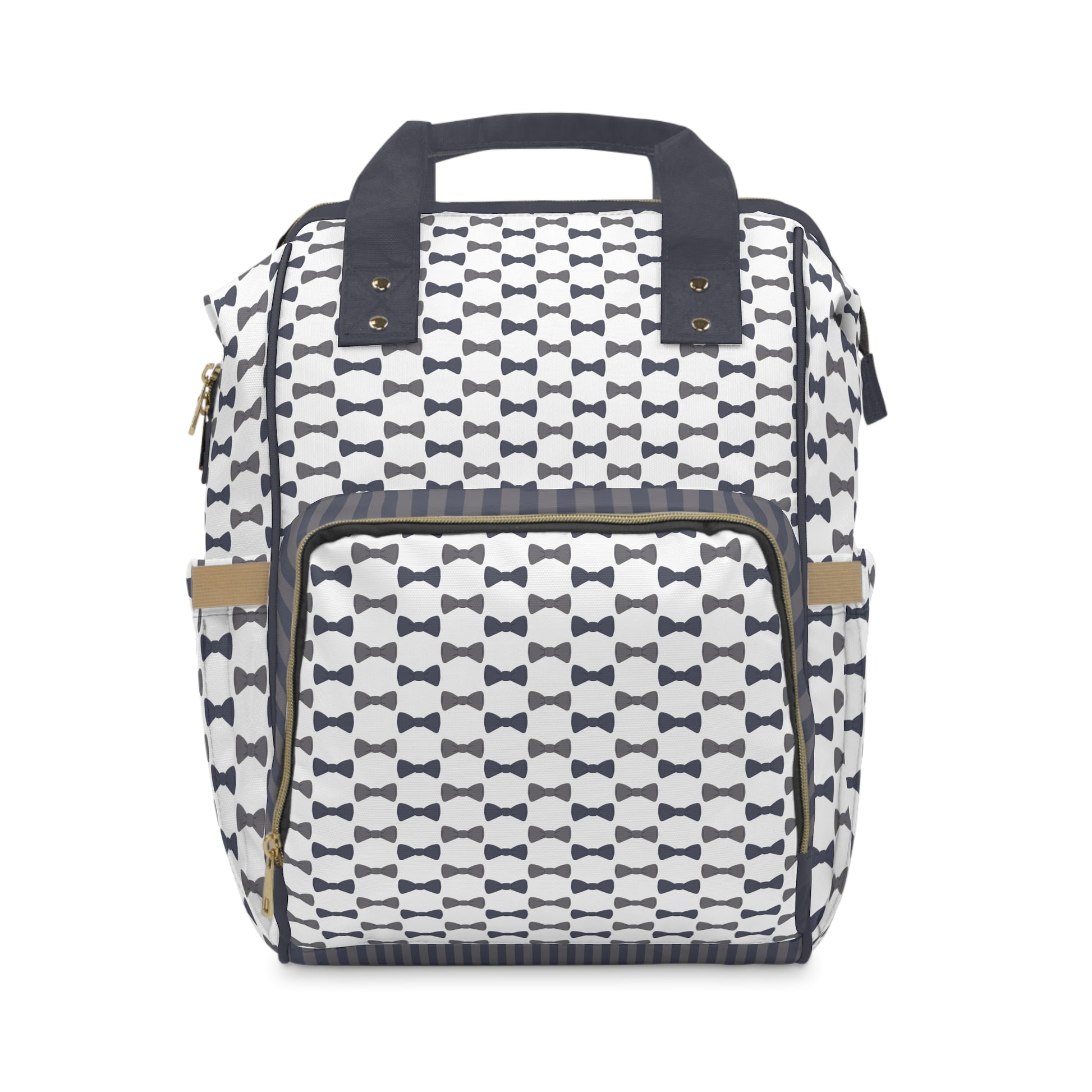 Backpack with bow tie pattern on a white background