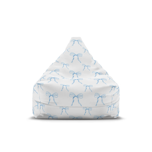 Kids Bean Bag Chair Cover- Watercolor Blue Bows