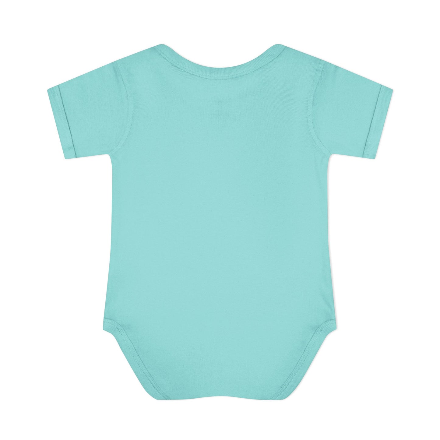 Light blue baby onesie on a white background