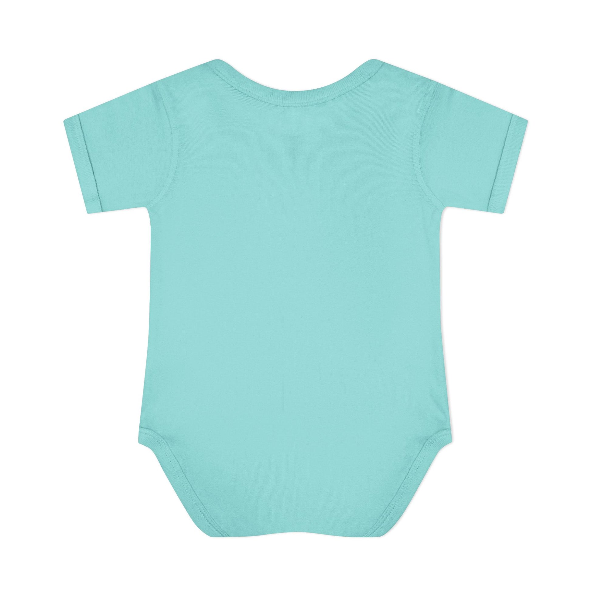 Light blue baby onesie on a white background