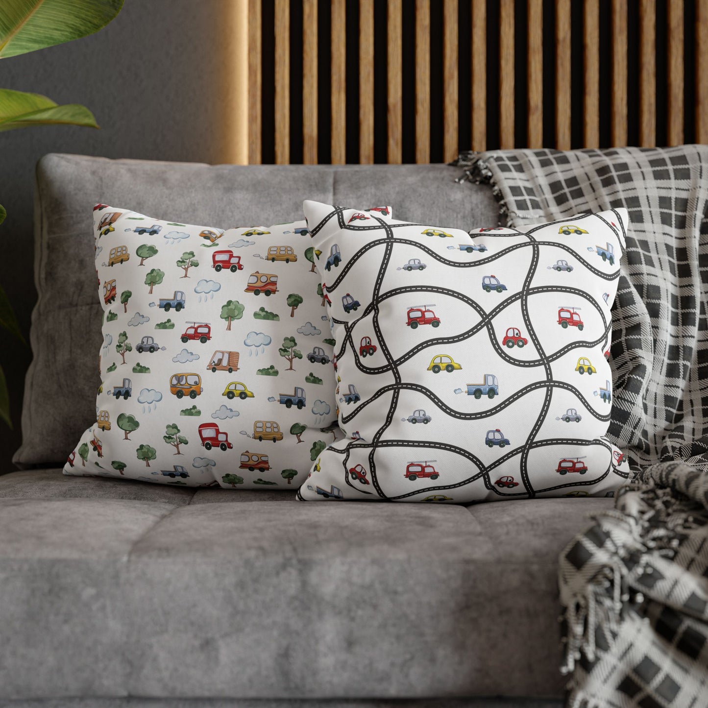 Throw Pillowcase Boy's Cute Cars