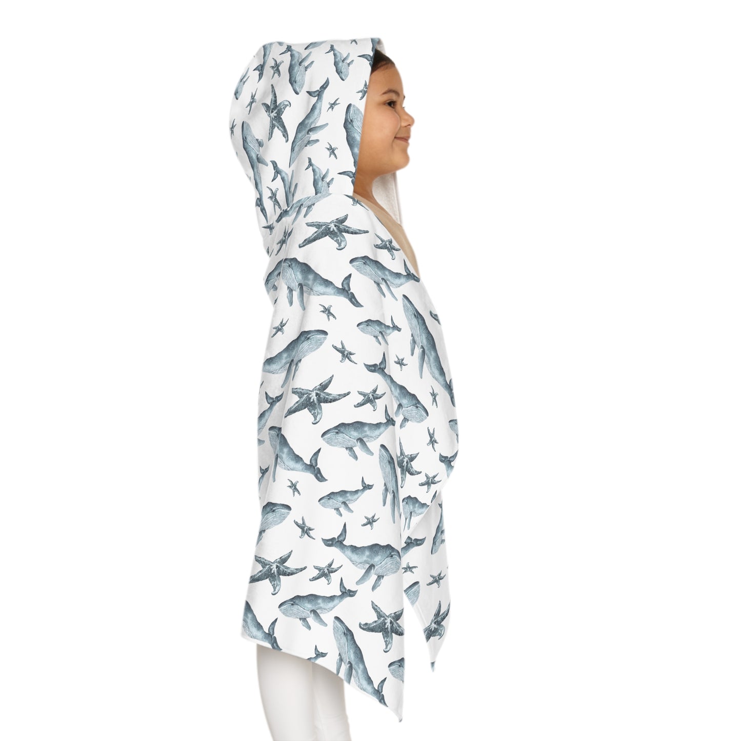 Child's Hooded Towel Whale Starfish