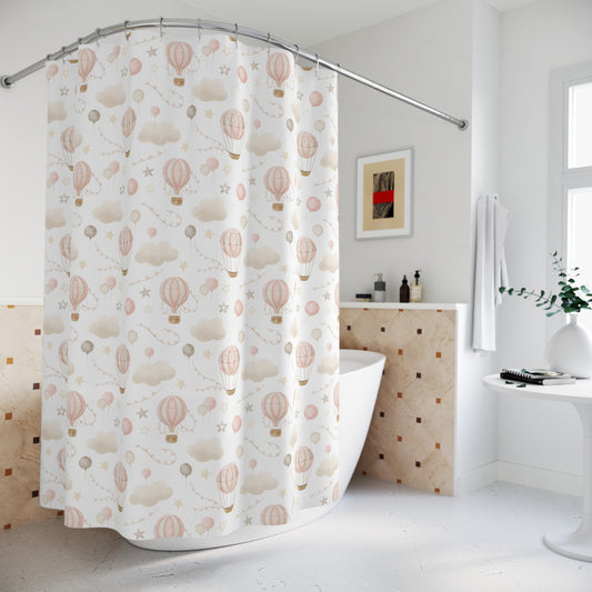 Children's Shower Curtain- Pink Air Balloons