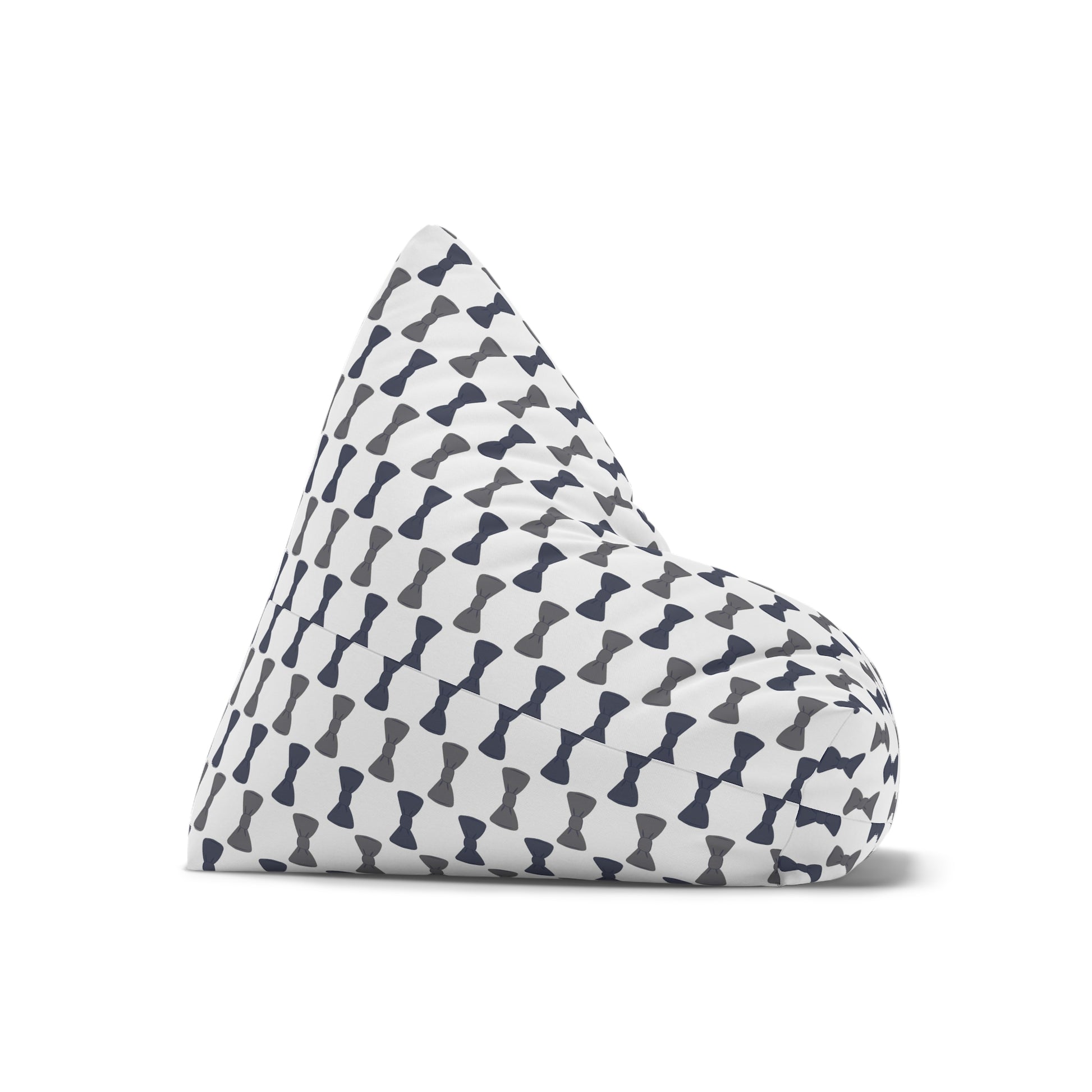 Triangular bean bag with geometric pattern on a white background