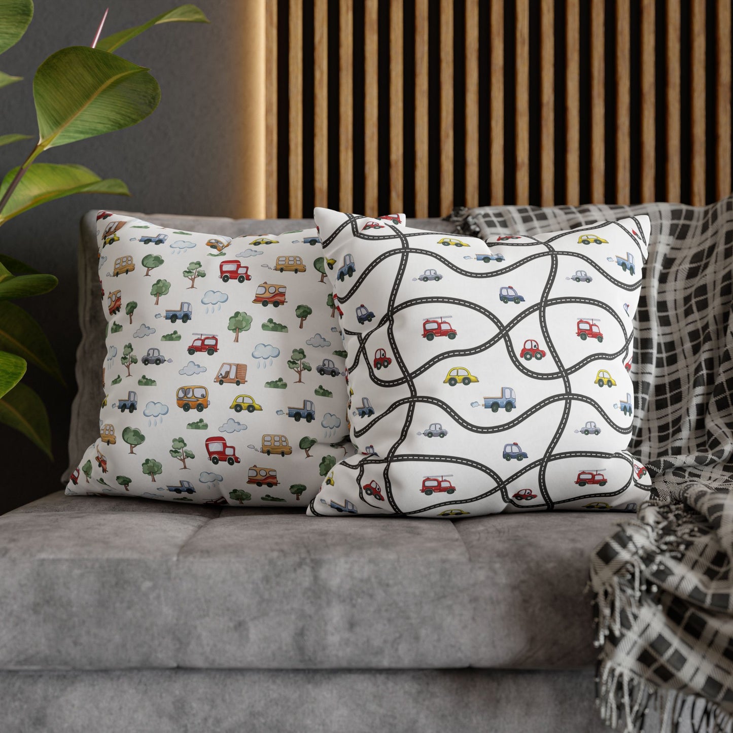 Throw Pillowcase Boy's Cute Cars