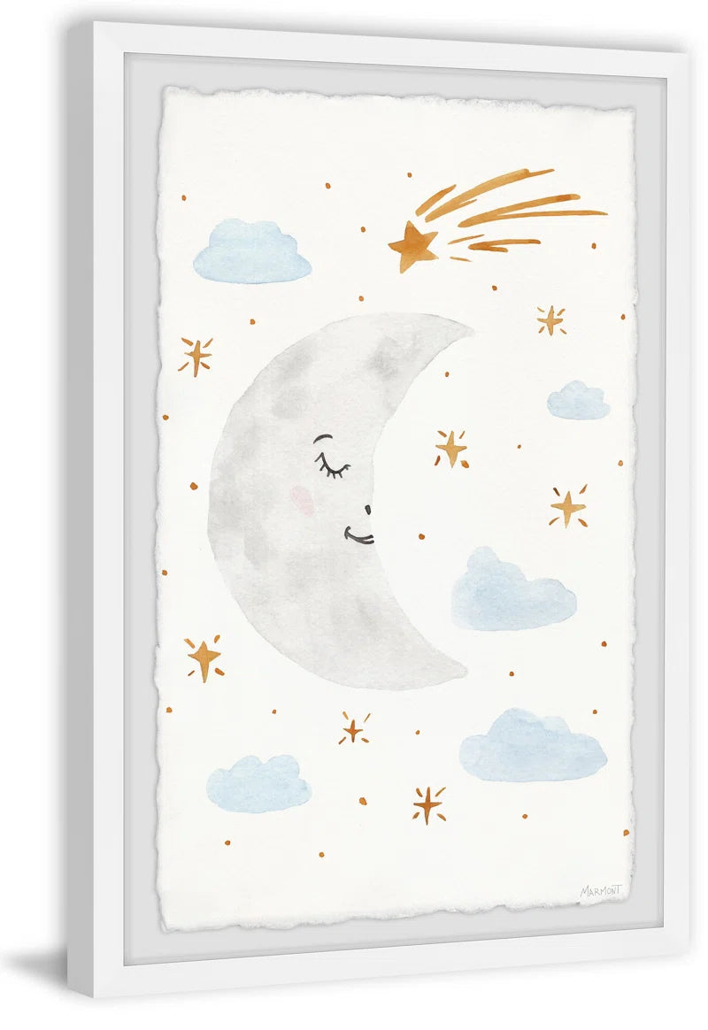 Mathew Moon and Clouds Framed Print
