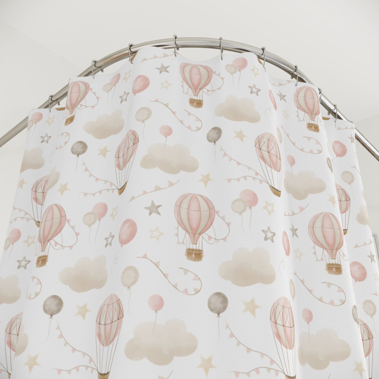 Children's Shower Curtain- Pink Air Balloons