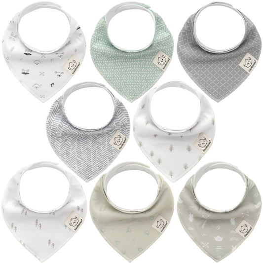 KeaBabies - 8-pack Baby Bandana Bibs for Boys and Girls - All The Things Baby