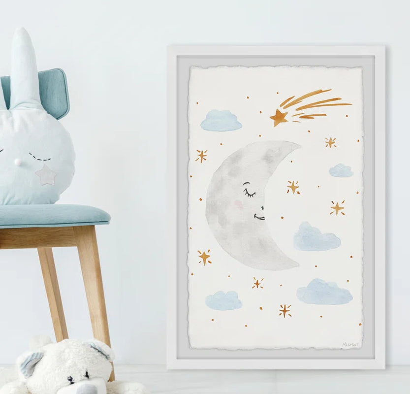 Mathew Moon and Clouds Framed Print