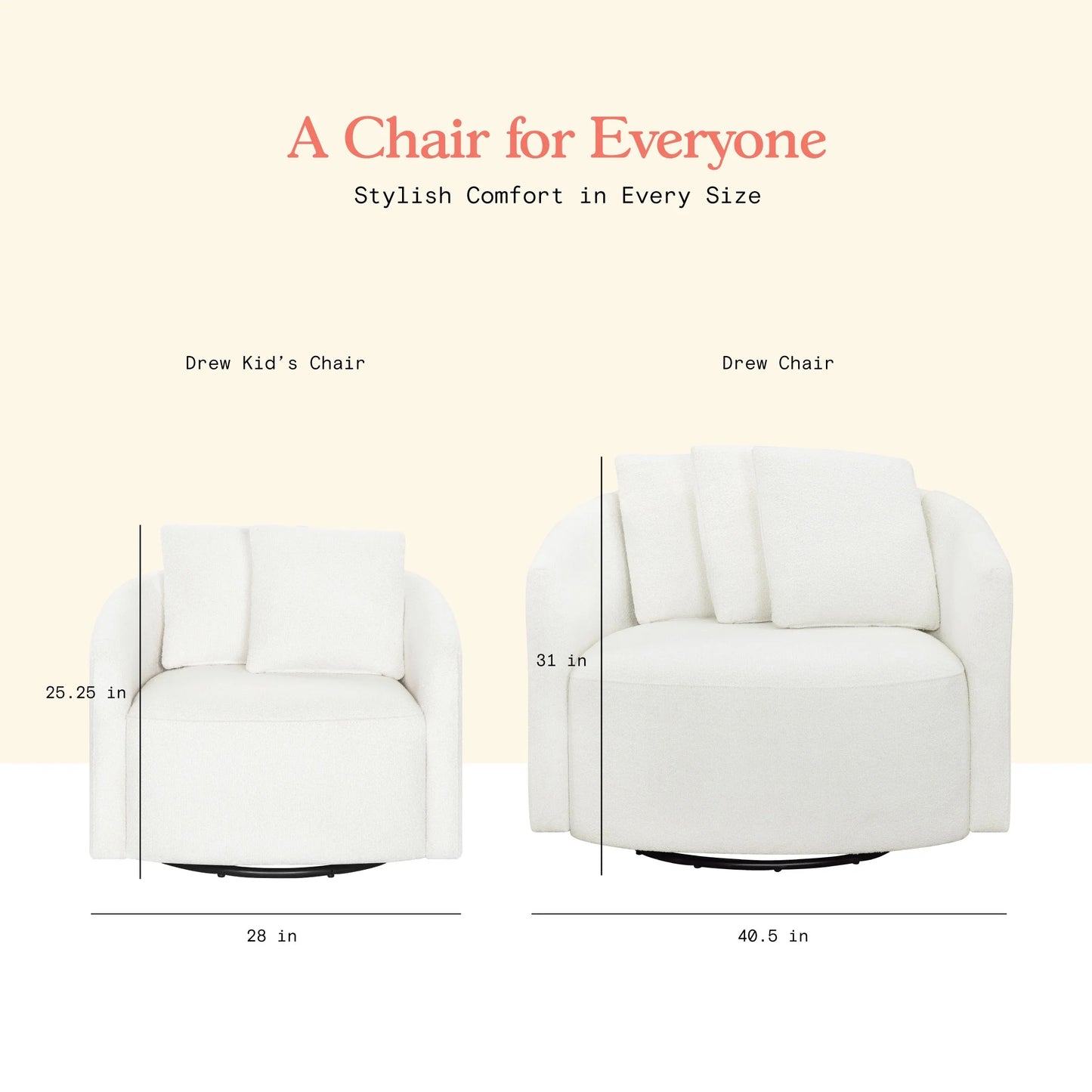 Drew Kids Accent Chair by Drew Barrymore, Cream Bouclé Fabric