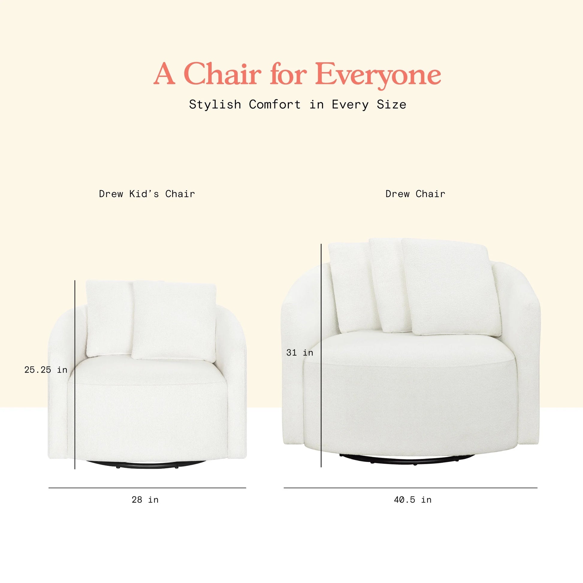 Drew Kids Accent Chair by Drew Barrymore, Cream Bouclé Fabric