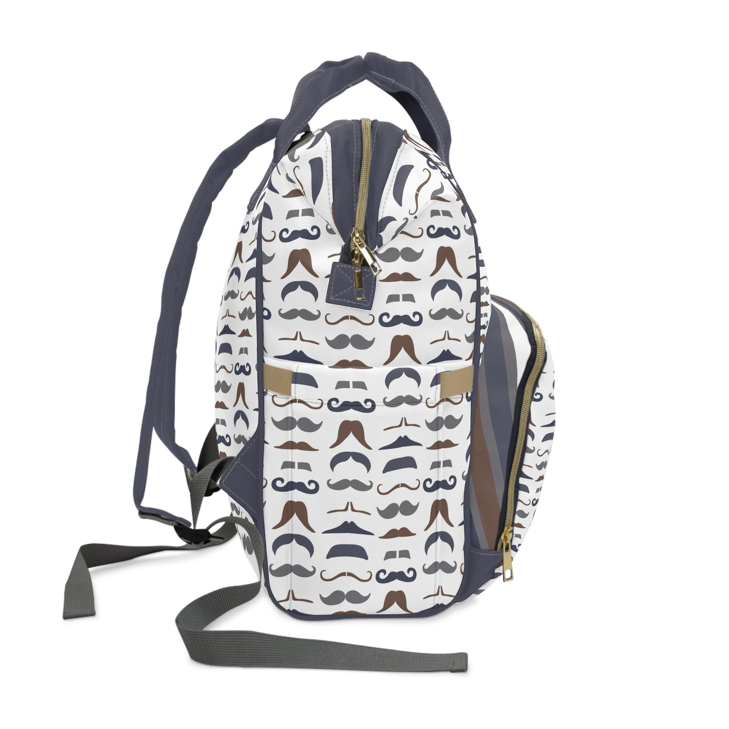 Backpack with mustache pattern on a white background