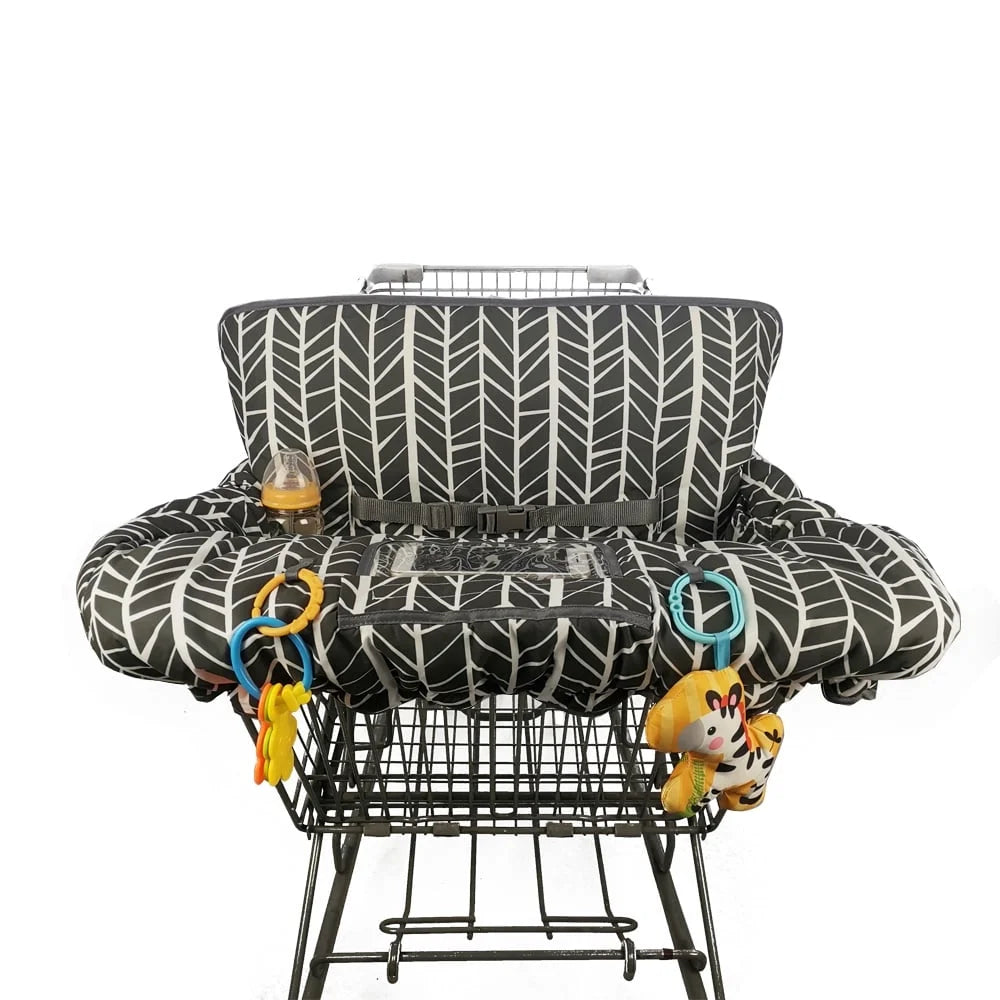 Shopping Cart Cover for Baby  Cotton High Chair Cover, Reversible, Machine Washable for Infant, Toddler, Boy or Girl (Grey Arrow Print)