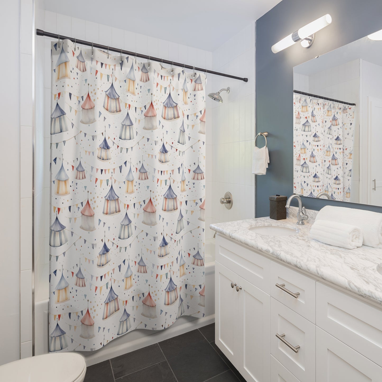 Watercolor Circus Tents Shower Curtain