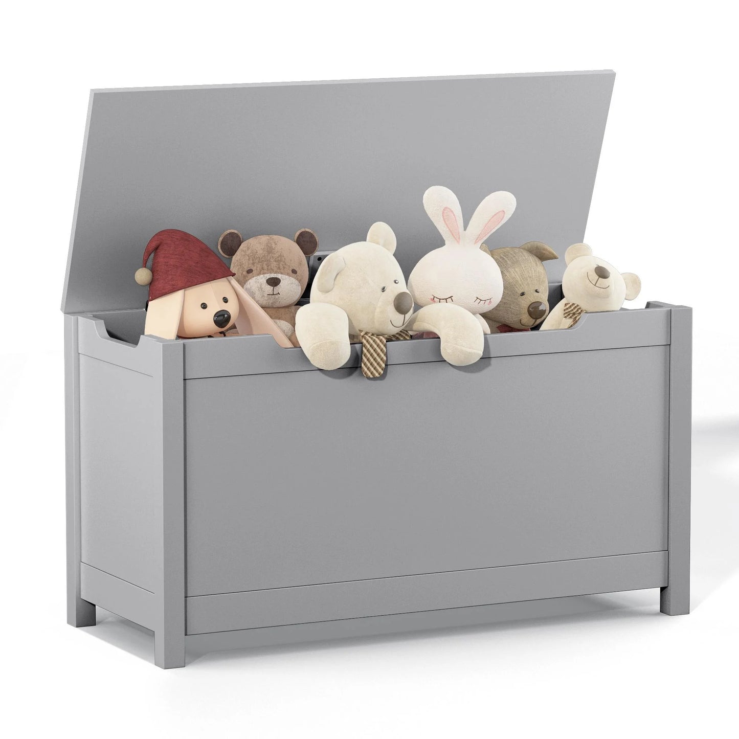 Toy Storage Box, Wooden Toy Box and Storage Chest with Seating Bench, Toy Chest with Safety Hinged Lid, Gift for Boys Girls