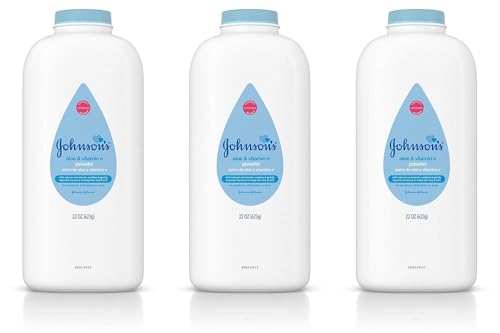 Johnson's Baby Powder with Naturally Derived Cornstarch, Aloe & Vitamin E, 22 oz, 3 Pack