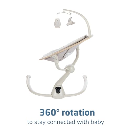 Maxi-Cosi Cassia Baby Swing: Portable, 360 Rotation, 5 Speeds, 12 Melodies, Recycled Fabric, Slate