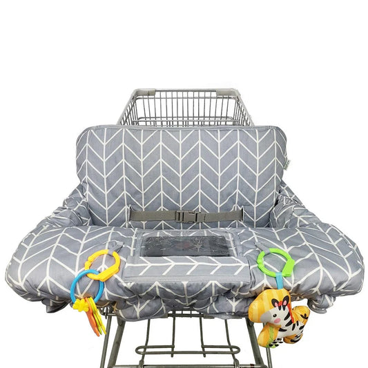 Shopping Cart Cover for Baby  Cotton High Chair Cover, Reversible, Machine Washable for Infant, Toddler, Boy or Girl (Grey Arrow Print)