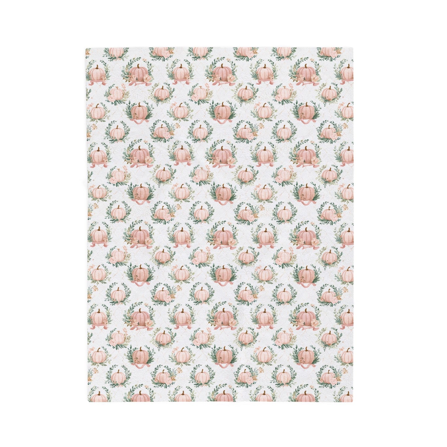 Velveteen Plush Blanket - Cozy Floral Home Decor Gift - Elegant Pumpkin Design