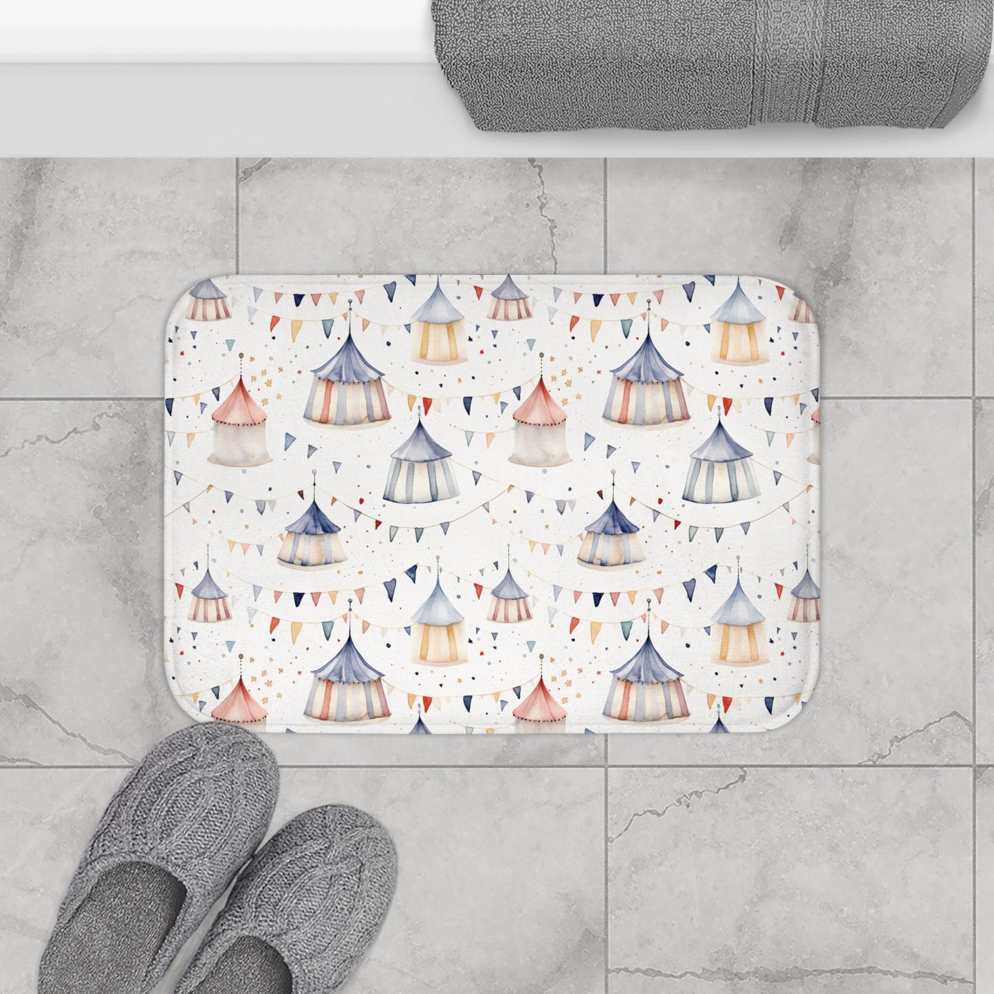 Watercolor Circus Tent Bath Mat - All The Things Baby
