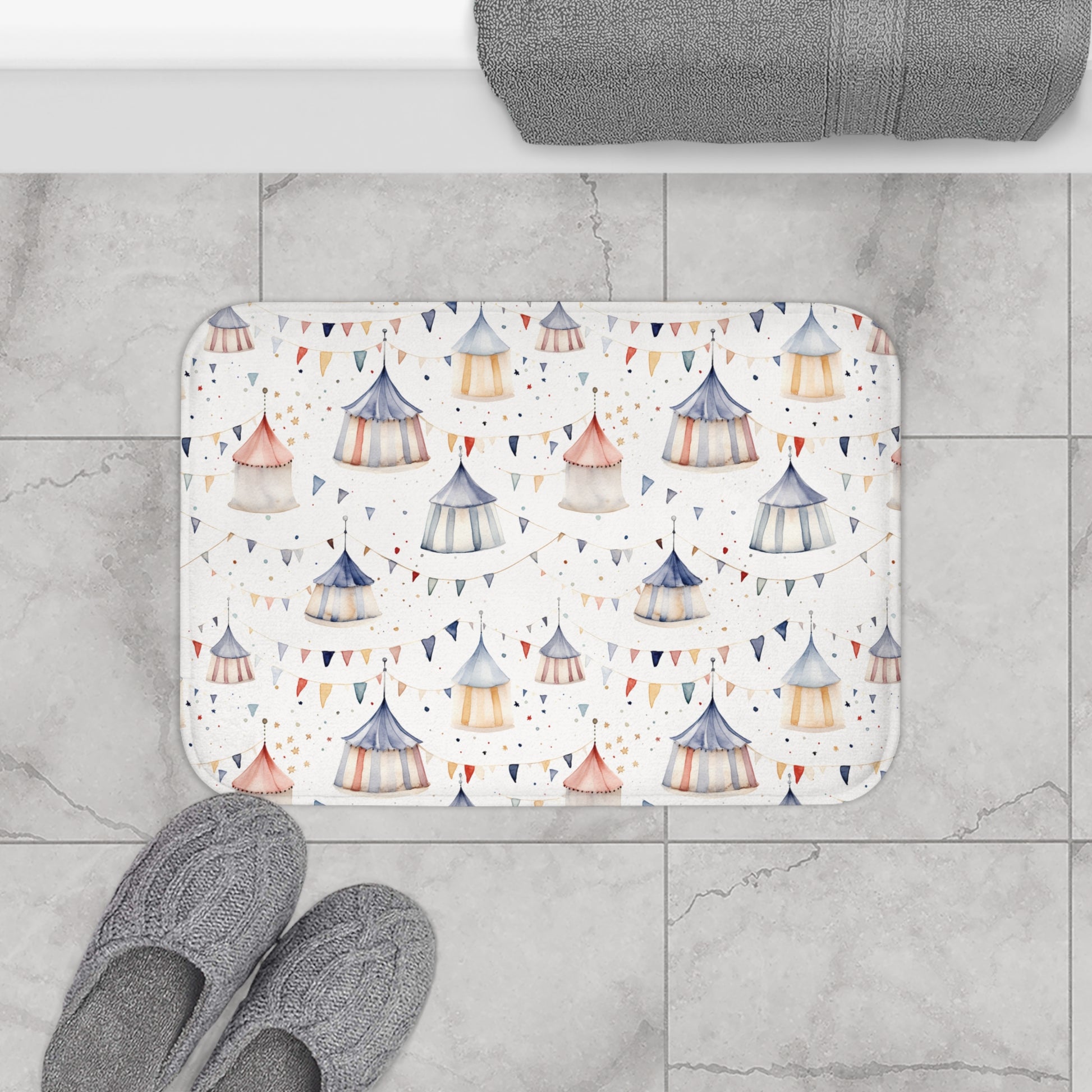 Watercolor Circus Tent Bath Mat - All The Things Baby