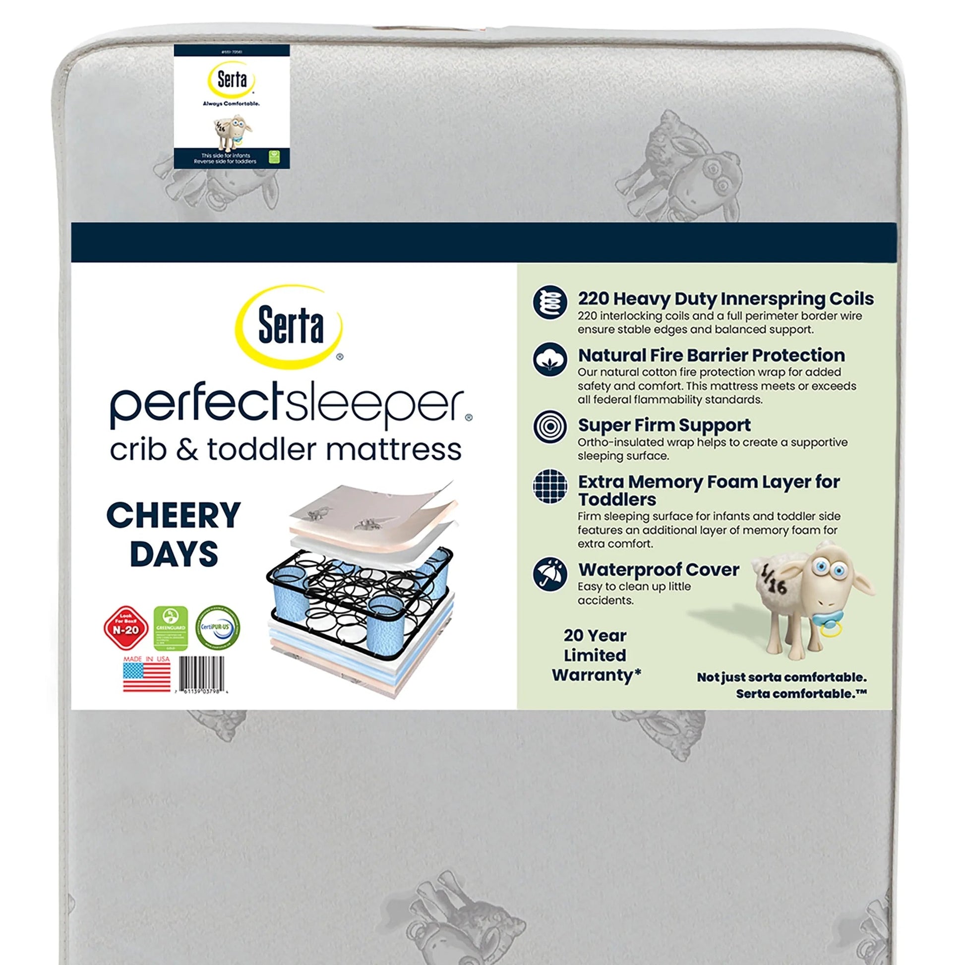 Perfect Sleeper Cheery Days Crib and Toddler Mattress