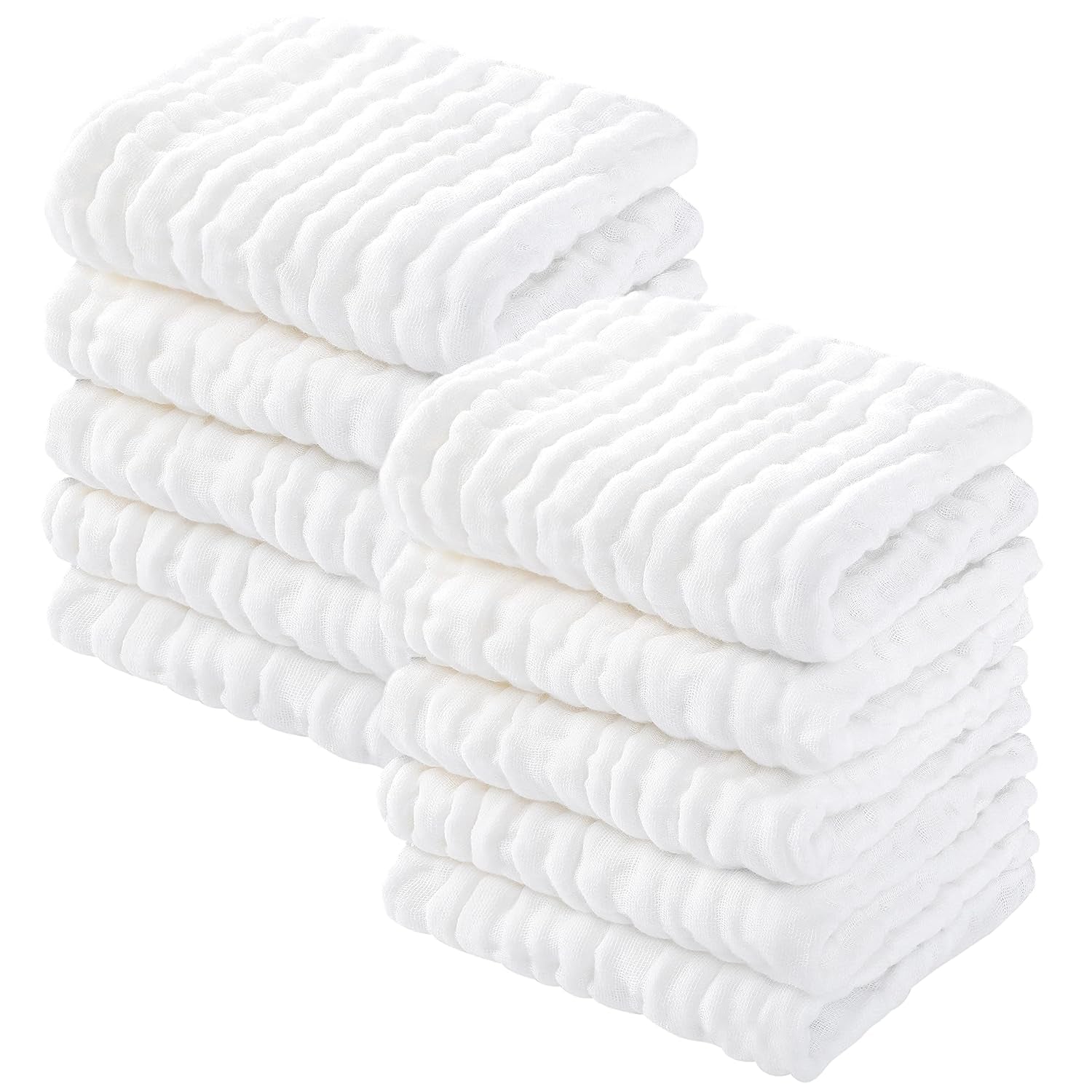 Muslin Baby Washcloths 100% Cotton 10 Pack Wash Cloths 