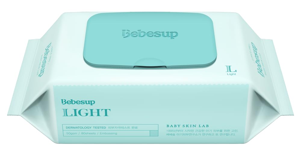 BEBESUP- Korea’s #1 Signature Baby Wipes - Hypoallergenic Water-based Unscented Alcohol-Free Ultra-Thick Super Seed Extracts Organic Plant-Based for sensitive skin Flip-Top 560 Count (8 Packs)