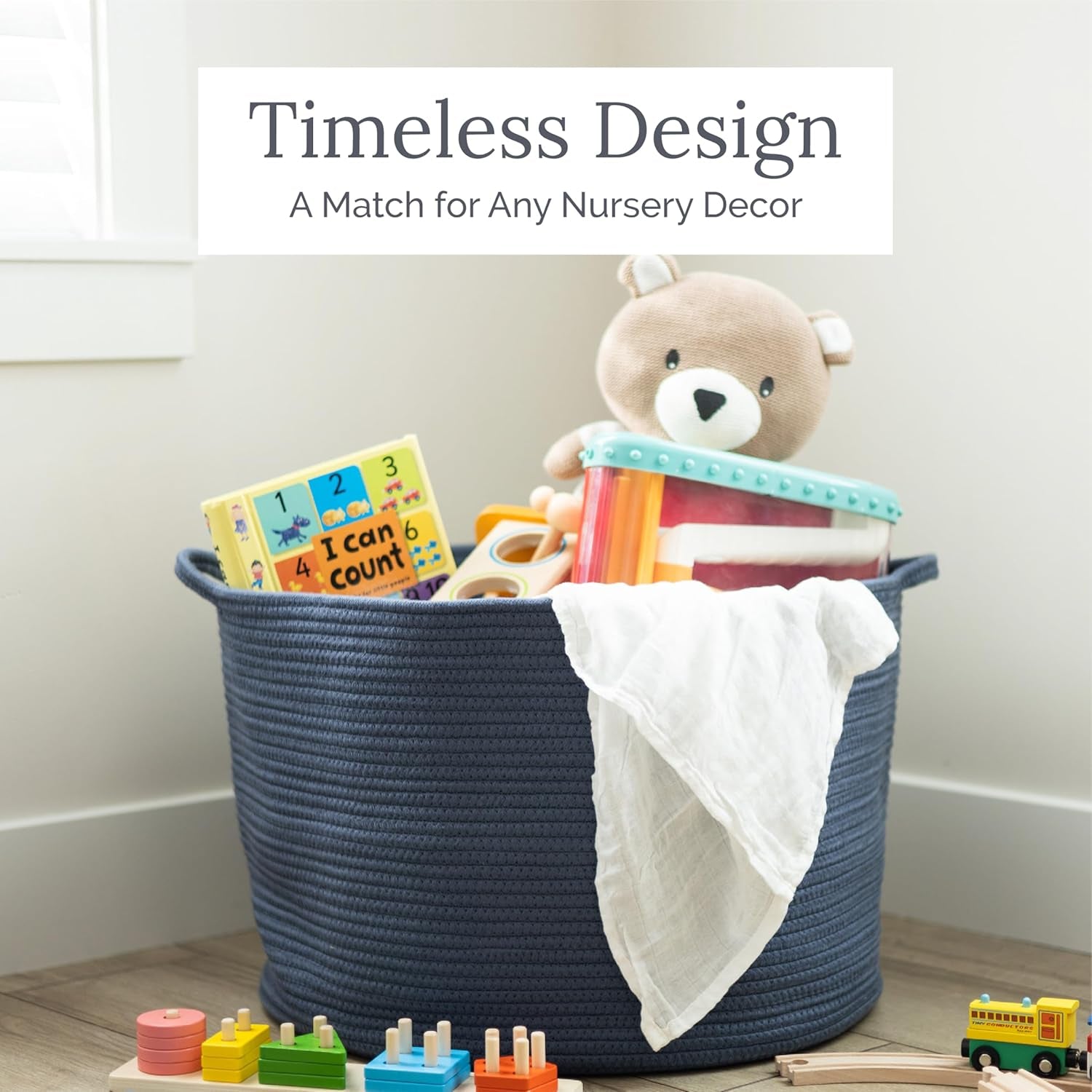 Large Woven Storage Basket (15" X 15" X 14") - Baby & Toy Organizer