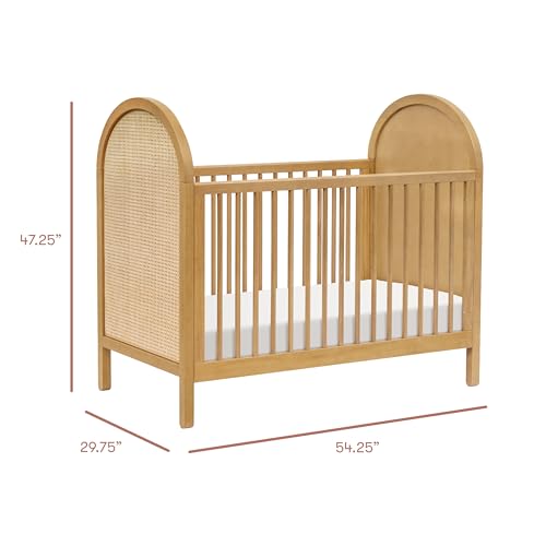 babyletto Bondi Cane 3-in-1 Convertible Baby Crib - GREENGUARD Gold Certified Convertible Crib to Toddler Bed & Daybed - Wooden Baby Bed with 4 Adjustable Mattress Heights - Easy to Assemble - Honey