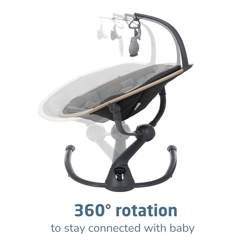 Maxi-Cosi Cassia Baby Swing: Portable, 360 Rotation, 5 Speeds, 12 Melodies, Recycled Fabric, Slate