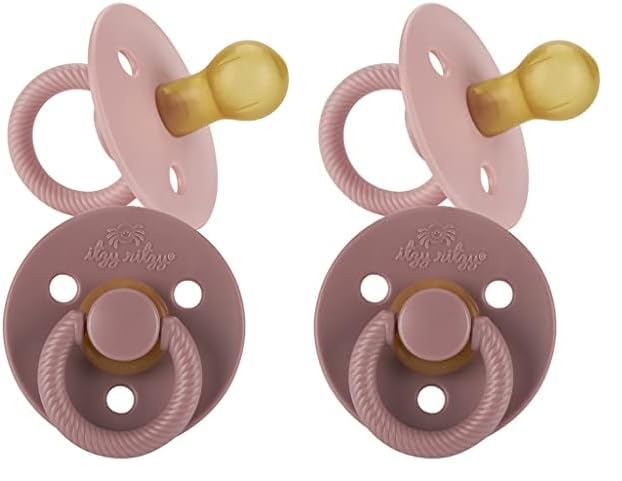 Itzy Ritzy Natural Rubber Pacifiers, Set of 2 – Natural Rubber Newborn Pacifiers with Cherry-Shaped Nipple & Large Air Holes for Added Safety; Set of 2 i
