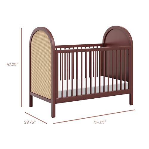 babyletto Bondi Cane 3-in-1 Convertible Baby Crib - GREENGUARD Gold Certified Convertible Crib to Toddler Bed & Daybed - Wooden Baby Bed with 4 Adjustable Mattress Heights - Easy to Assemble - Honey