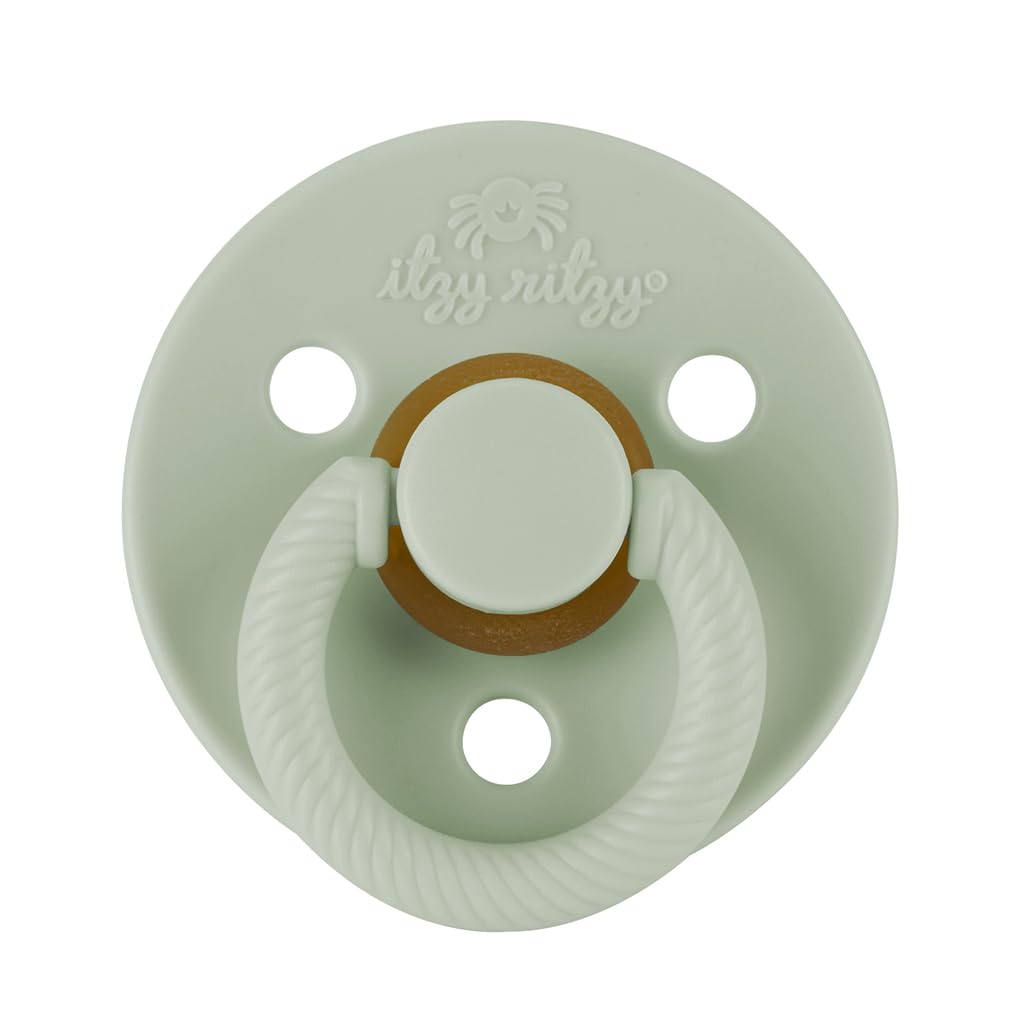 Itzy Ritzy Natural Rubber Pacifiers, Set of 2 – Natural Rubber Newborn Pacifiers with Cherry-Shaped Nipple & Large Air Holes for Added Safety; Set of 2 i