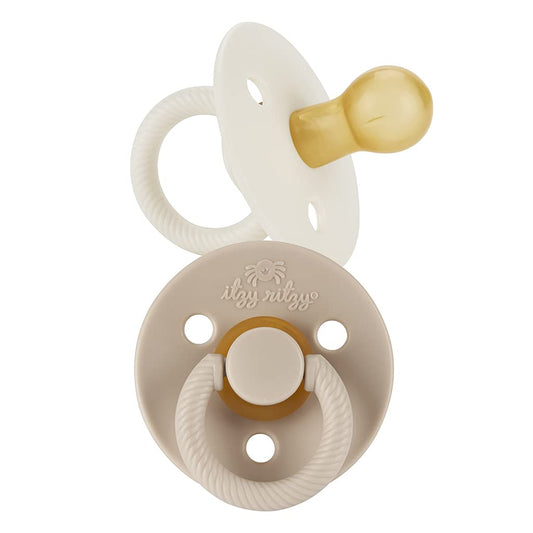 Itzy Ritzy Natural Rubber Pacifiers, Set of 2 – Natural Rubber Newborn Pacifiers with Cherry-Shaped Nipple & Large Air Holes for Added Safety; Set of 2 i