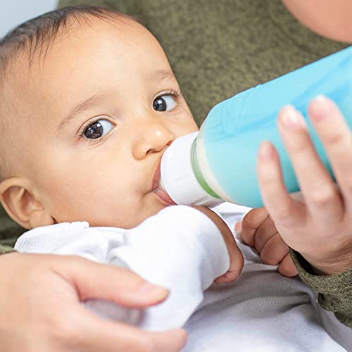 Dr. Brown's Natural Flow Anti-Colic Options+ Narrow Glass Baby Bottle Starter Set with Silicone Bottle Sleeves, Brush & Soft 100% Silicone HappyPaci Pacifier for Newborns, 0m+